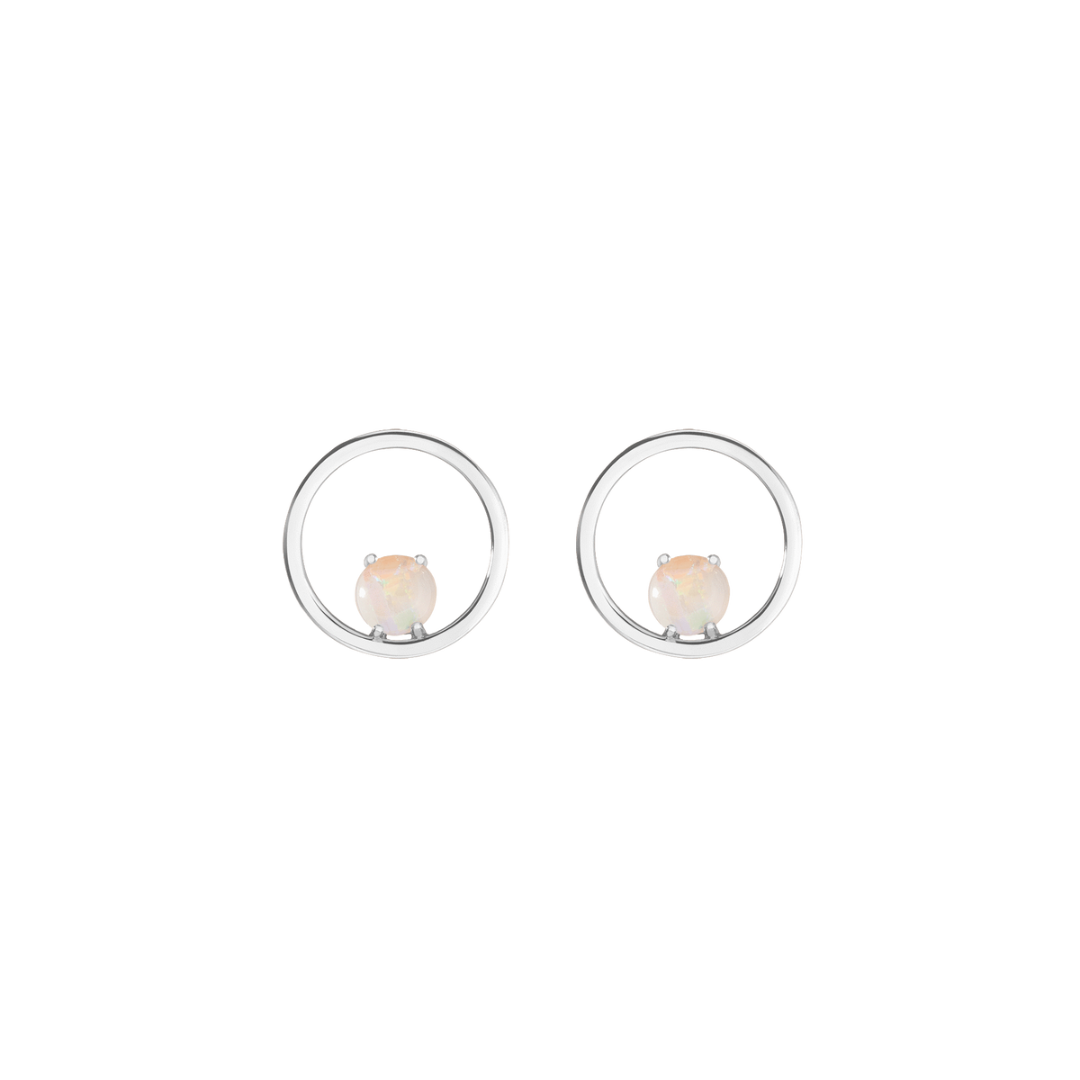 Opal Hoops White Gold Vermeil 14K White Gold 18K White Gold Single | Pair