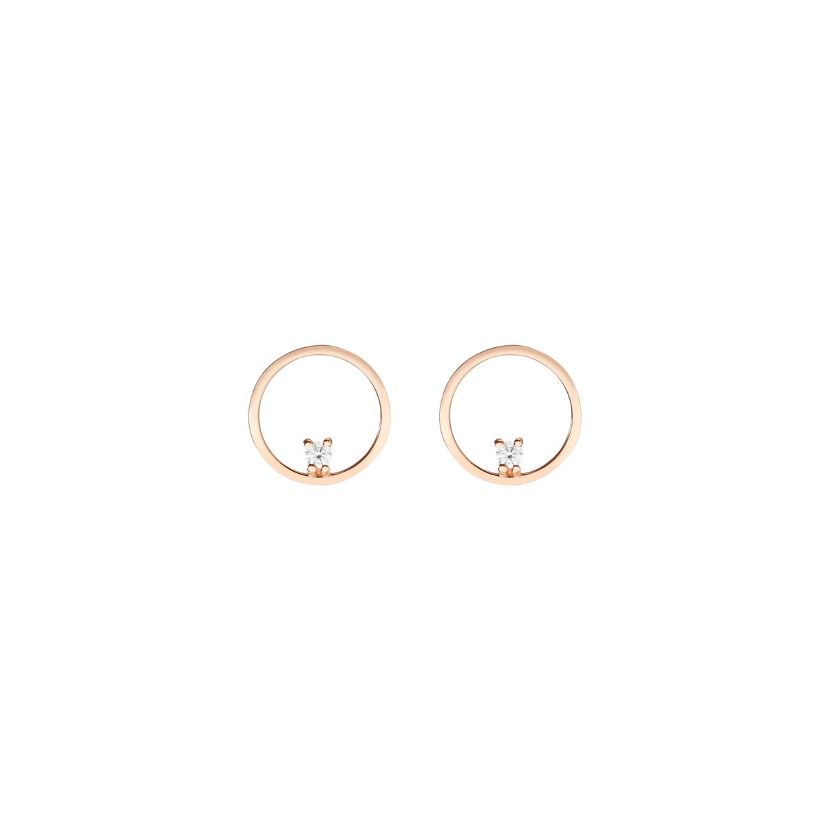 Mini Diamond Hoop Earrings Rose Gold Vermeil 14K Rose Gold 18K Rose Gold White Diamonds Single | Pair