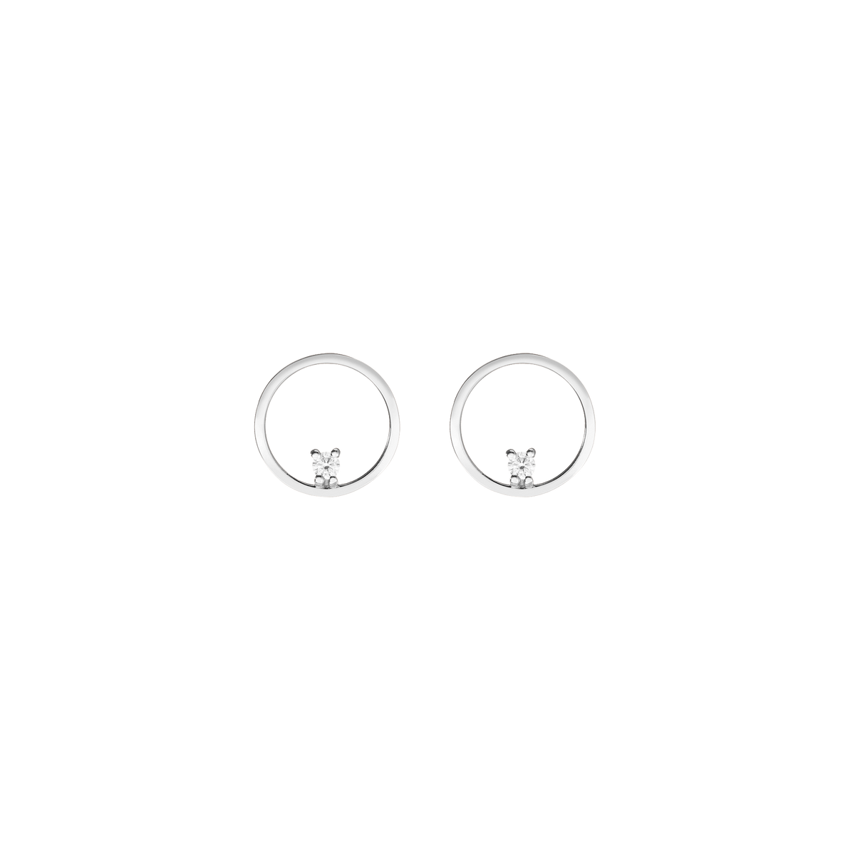 Mini Diamond Hoop Earrings White Gold Vermeil 14K White Gold 18K White Gold White Diamonds Single | Pair