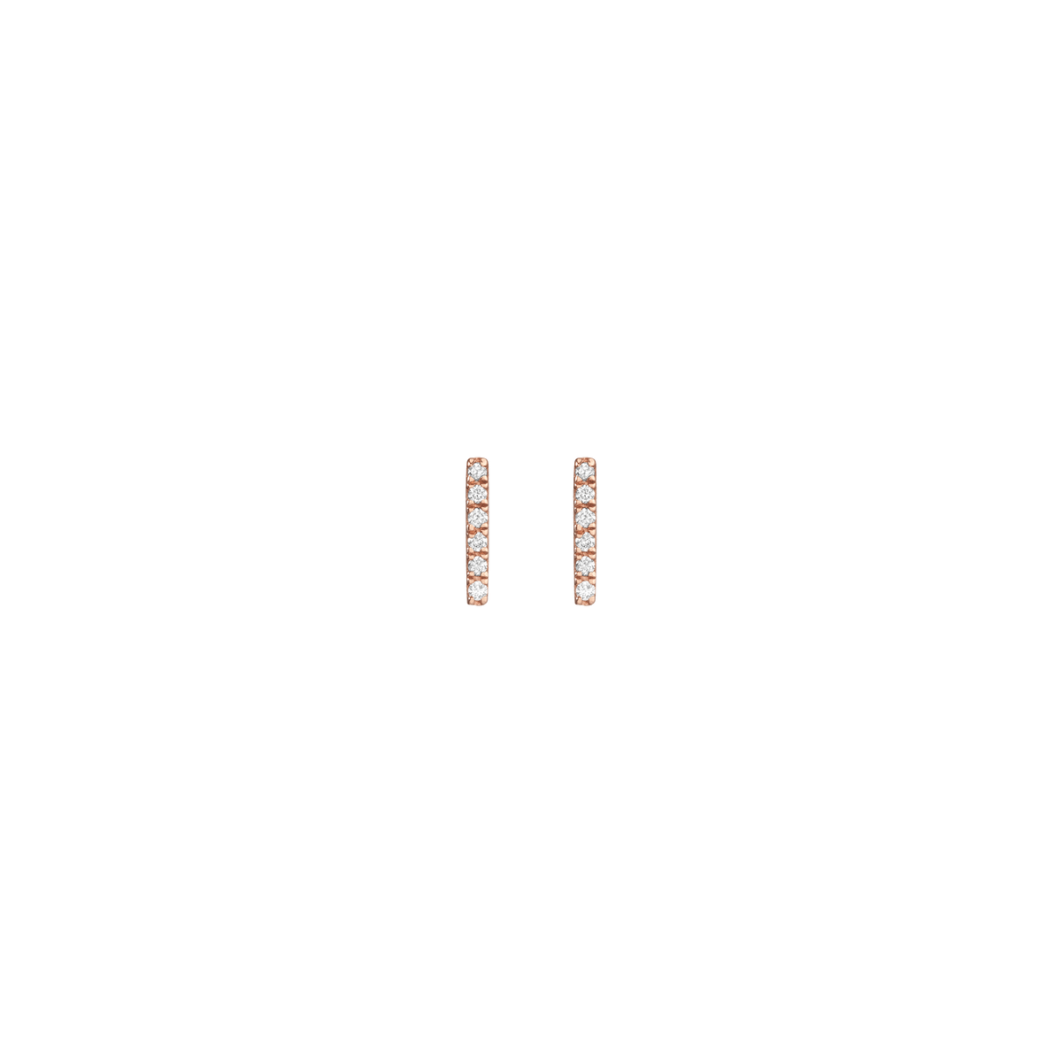 Square Gold Huggie Earrings with White Diamonds Rose Gold Vermeil 14K Rose Gold 18K Rose Gold White Diamonds Single | Pair