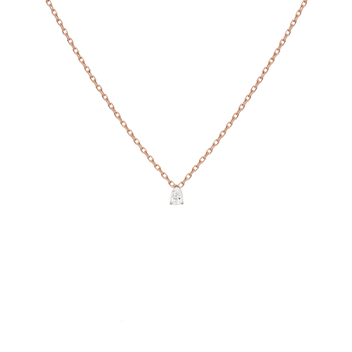 Pear Shaped Diamond Pendant Rose Gold Vermeil 14K Rose Gold 18K Rose Gold White Diamonds First