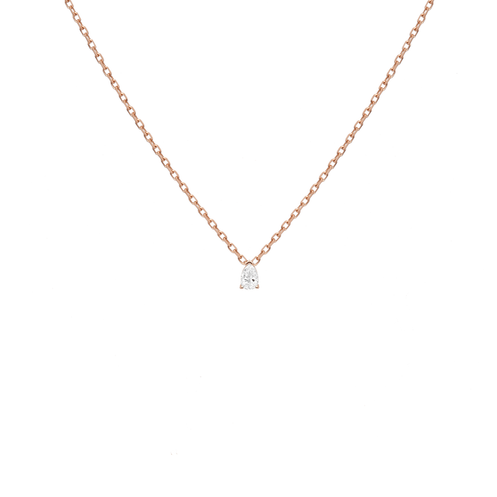Pear Shaped Diamond Pendant Rose Gold Vermeil 14K Rose Gold 18K Rose Gold White Diamonds First