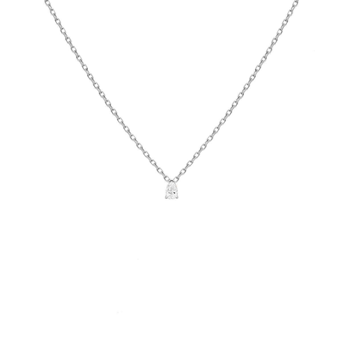 Pear Shaped Diamond Pendant White Gold Vermeil 14K White Gold 18K White Gold White Diamonds First