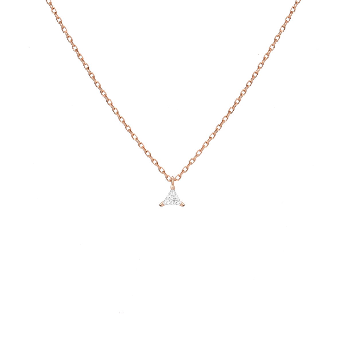 Trillion Cut Diamond Pendant Rose Gold Vermeil 14K Rose Gold 18K Rose Gold White Diamonds First
