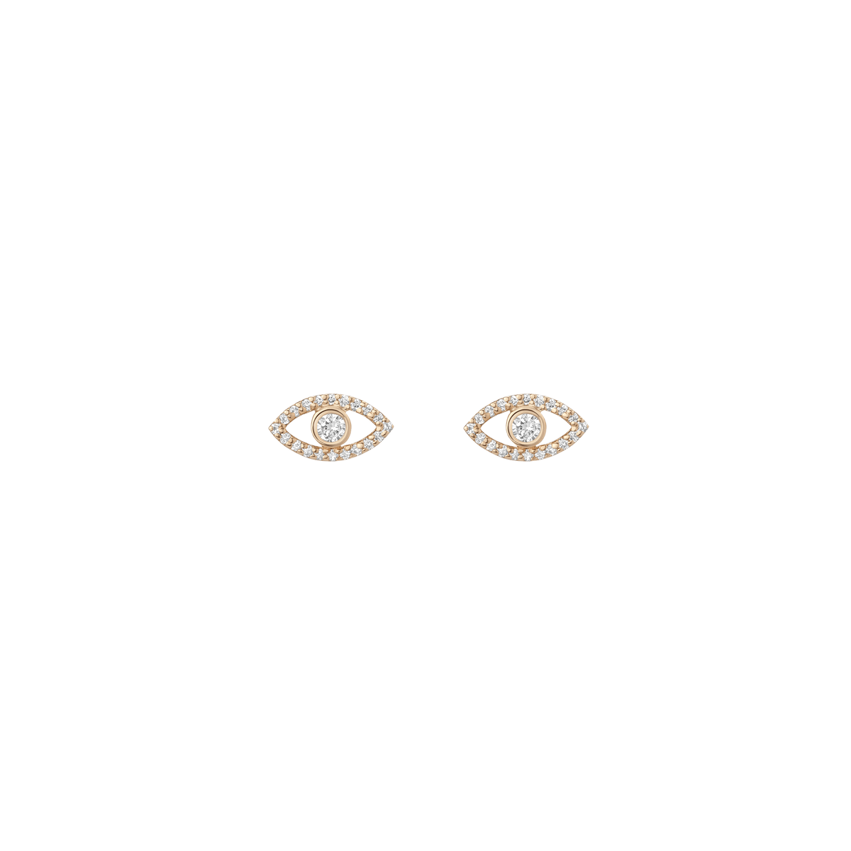 Pave Diamond Evil Eye Earrings Yellow Gold Vermeil 14K Yellow Gold 18K Yellow Gold White Diamonds First Single | Pair