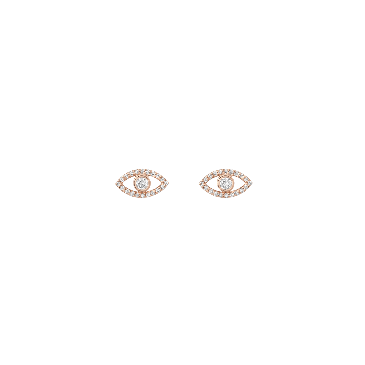 Pave Diamond Evil Eye Earrings Rose Gold Vermeil 14K Rose Gold 18K Rose Gold White Diamonds First Single | Pair