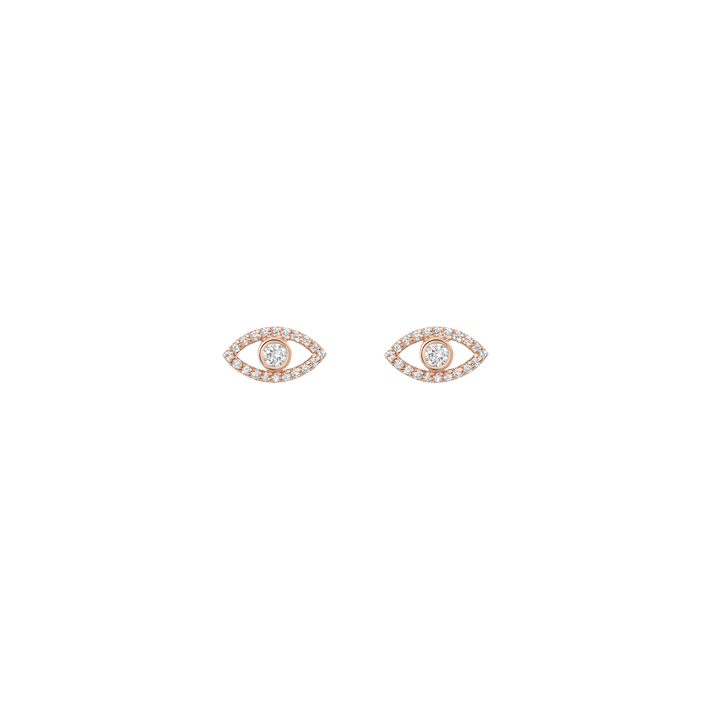 Pave Diamond Evil Eye Earrings Rose Gold Vermeil 14K Rose Gold 18K Rose Gold White Diamonds First Single | Pair