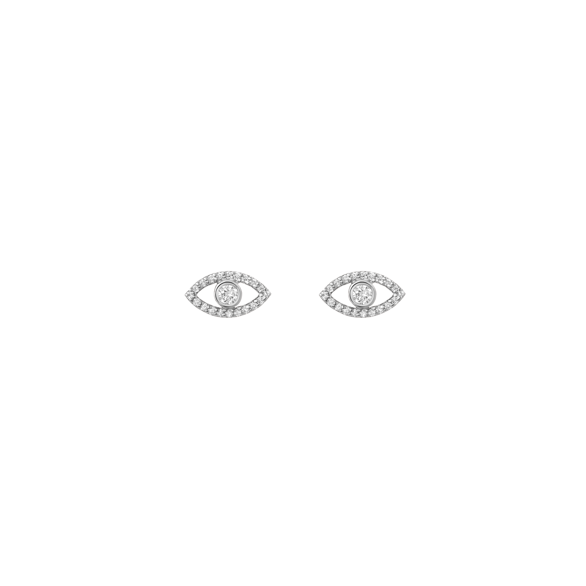 Pave Diamond Evil Eye Earrings White Gold Vermeil 14K White Gold 18K White Gold White Diamonds First Single | Pair