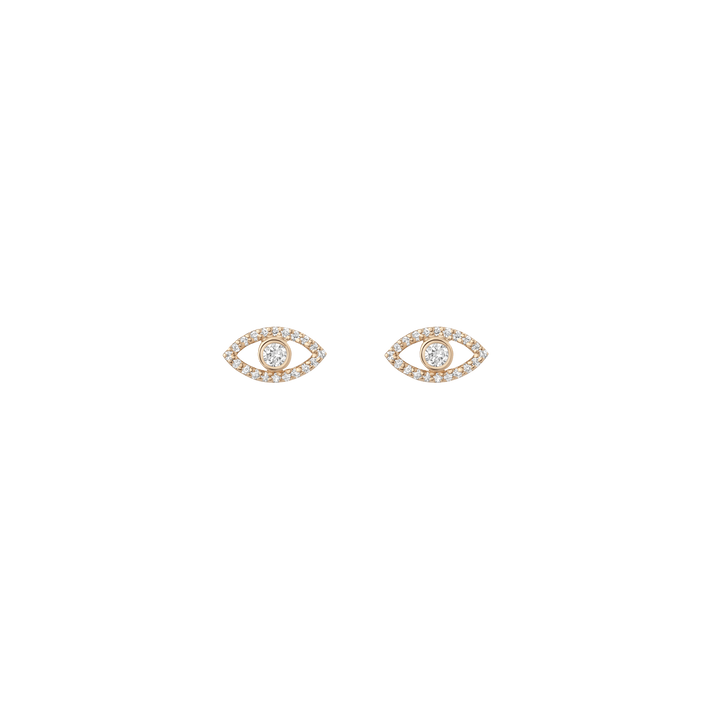 Pave Diamond Evil Eye Earrings Yellow Gold Vermeil 14K Yellow Gold 18K Yellow Gold White Diamonds First Single | Pair