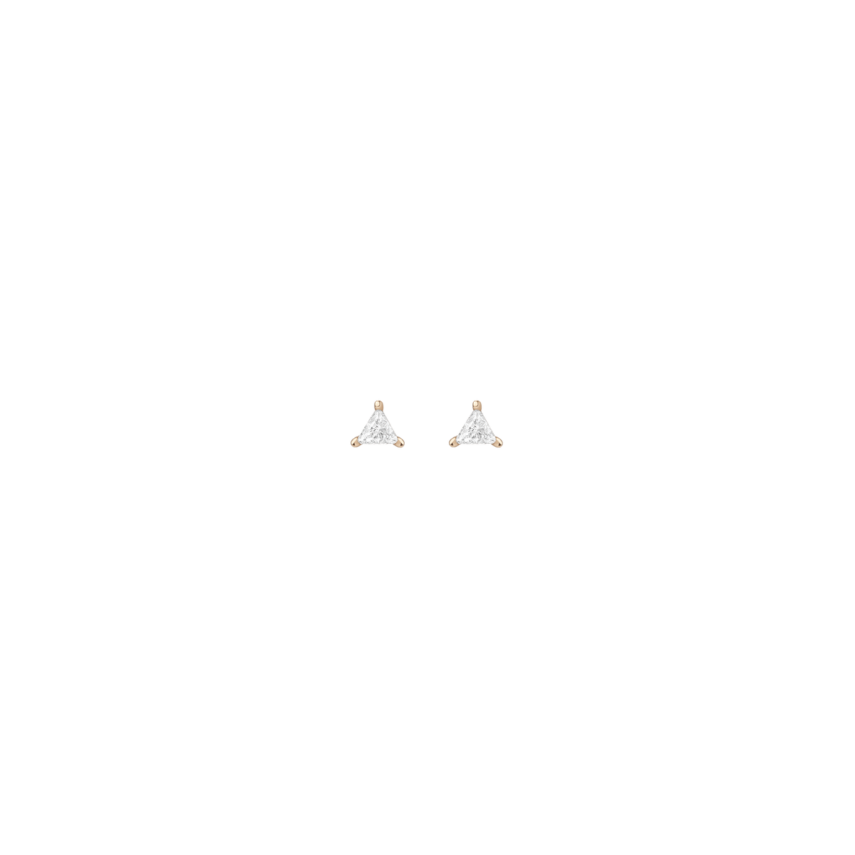 Trillion Cut Diamond Earring Studs Yellow Gold Vermeil 14K Yellow Gold 18K Yellow Gold White Diamonds First Single | Pair