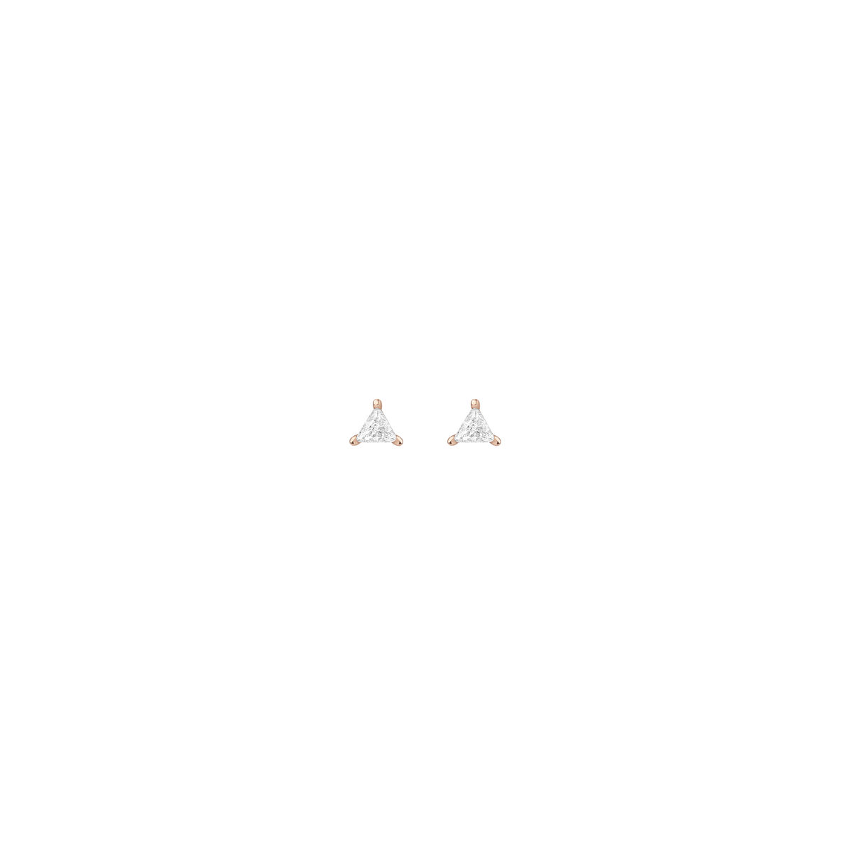Trillion Cut Diamond Earring Studs Rose Gold Vermeil 14K Rose Gold 18K Rose Gold White Diamonds First Single | Pair