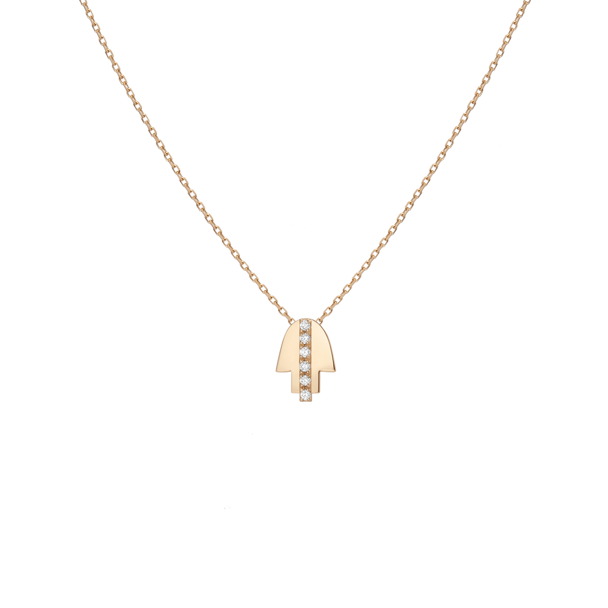 Pave Diamond Hamsa Necklace Yellow Gold Vermeil 14K Yellow Gold 18K Yellow Gold White Diamonds First