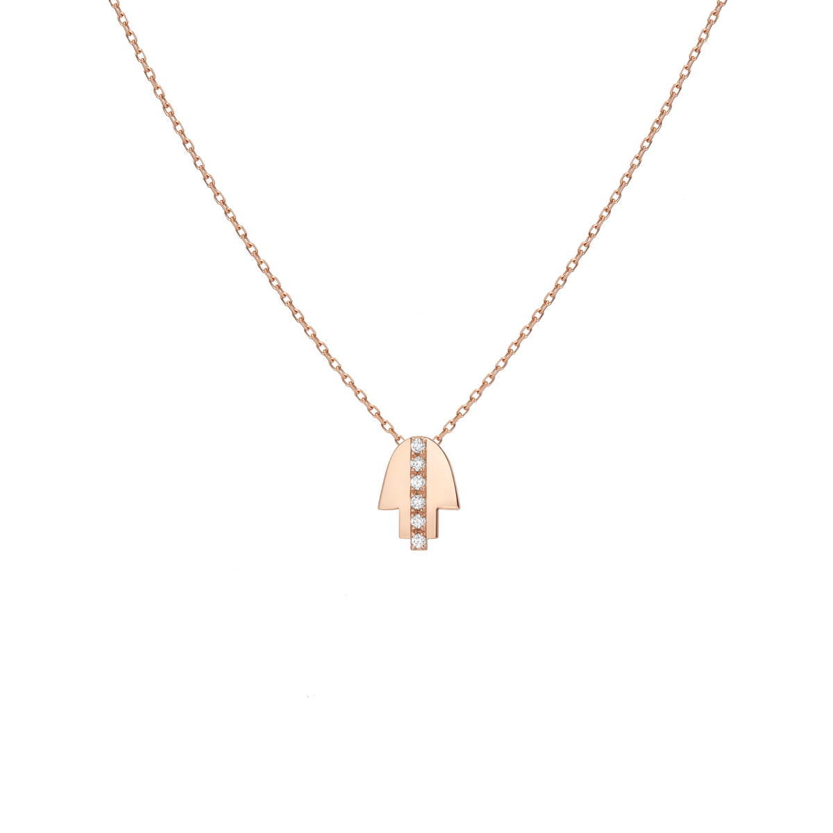 Pave Diamond Hamsa Necklace Rose Gold Vermeil 14K Rose Gold 18K Rose Gold White Diamonds First