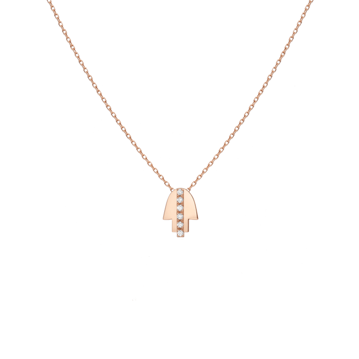 Pave Diamond Hamsa Necklace Rose Gold Vermeil 14K Rose Gold 18K Rose Gold White Diamonds First