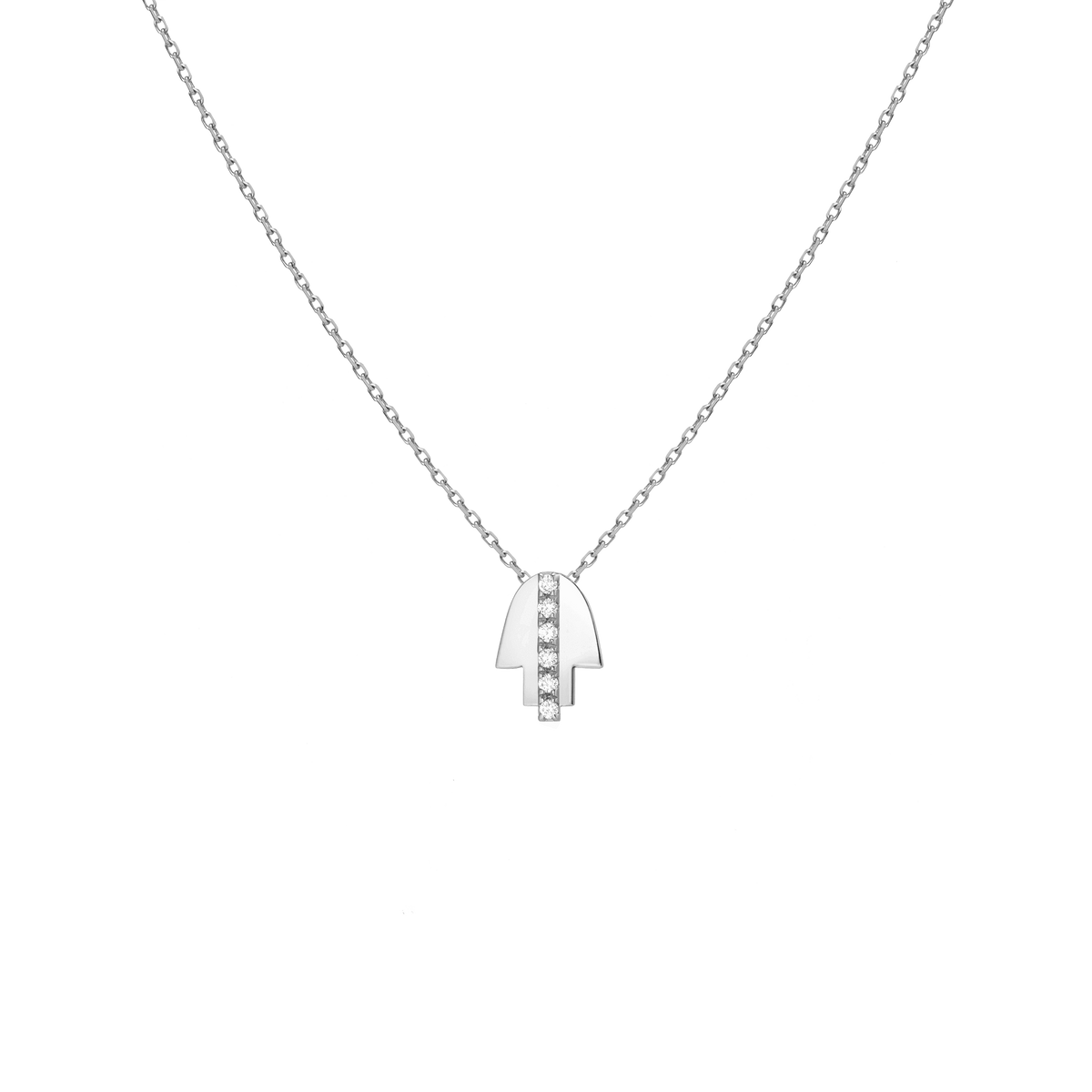 Pave Diamond Hamsa Necklace White Gold Vermeil 14K White Gold 18K White Gold White Diamonds First