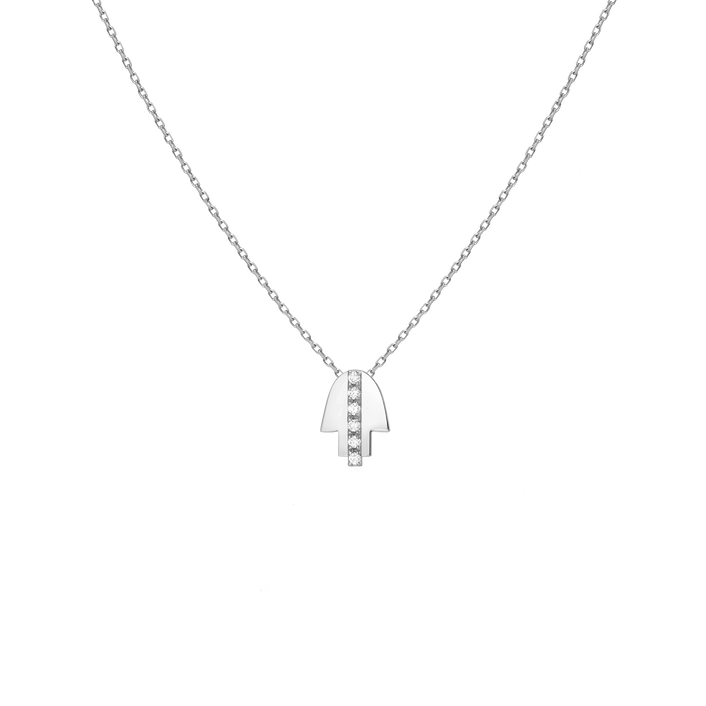 Pave Diamond Hamsa Necklace White Gold Vermeil 14K White Gold 18K White Gold White Diamonds First