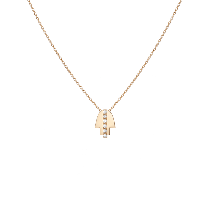 Pave Diamond Hamsa Necklace Yellow Gold Vermeil 14K Yellow Gold 18K Yellow Gold White Diamonds First