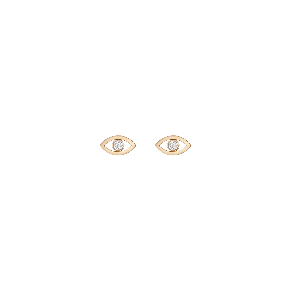 Diamond Bezel Evil Eye Earrings Yellow Gold Vermeil 14K Yellow Gold 18K Yellow Gold White Diamonds First Single | Pair