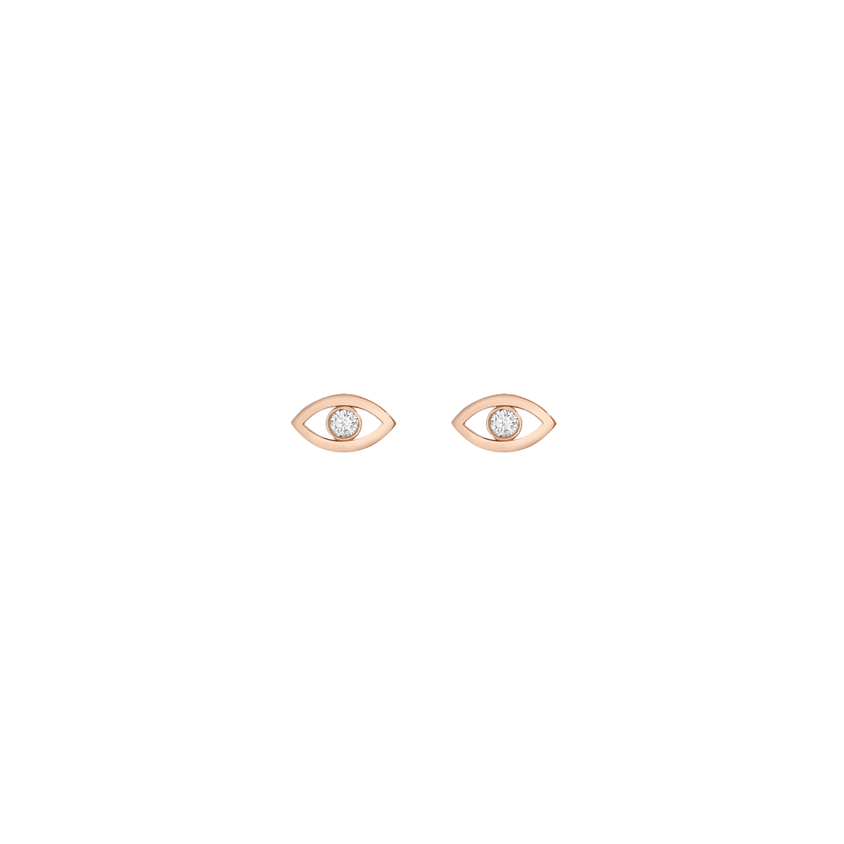 Diamond Bezel Evil Eye Earrings Rose Gold Vermeil 14K Rose Gold 18K Rose Gold White Diamonds First Single | Pair