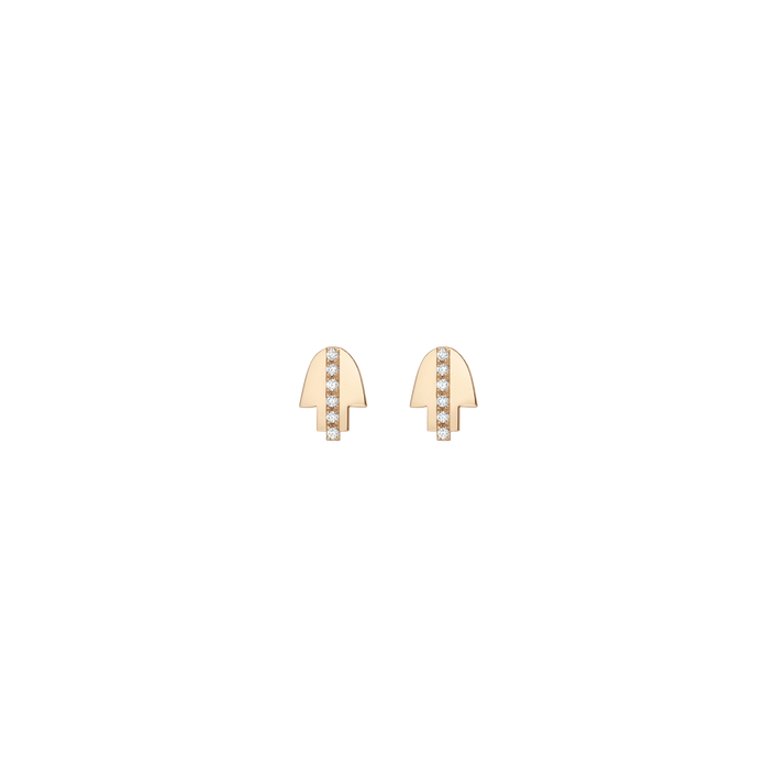 Pave Diamond Hamsa Earrings Yellow Gold Vermeil 14K Yellow Gold 18K Yellow Gold White Diamonds First Single | Pair