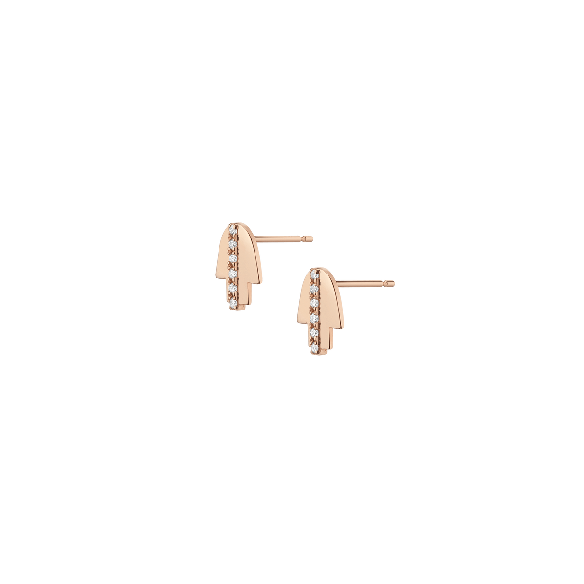 Pave Diamond Hamsa Earrings Rose Gold Vermeil 14K Rose Gold 18K Rose Gold White Diamonds Single | Pair
