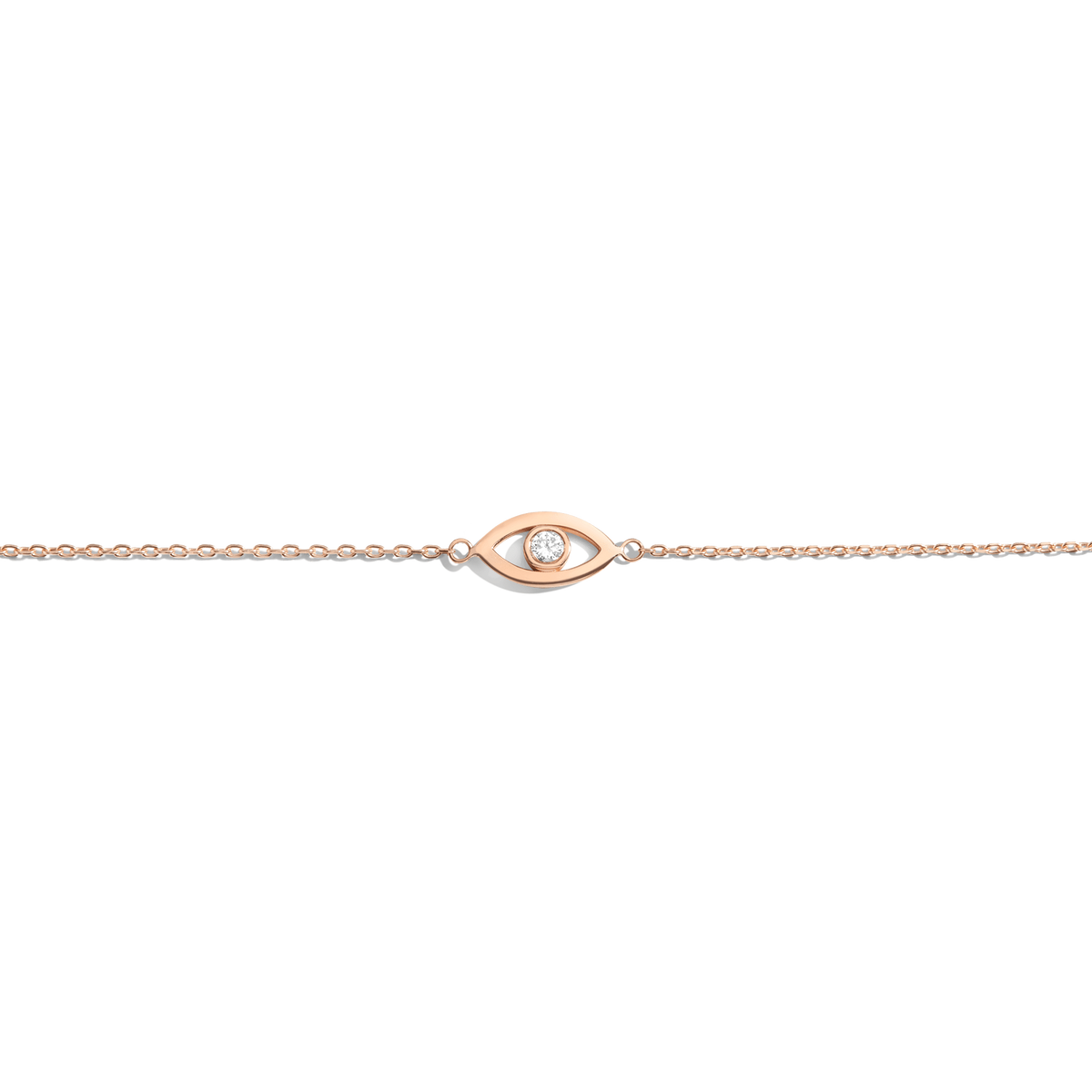 Diamond Bezel Evil Eye Bracelet Rose Gold Vermeil 14K Rose Gold 18K Rose Gold White Diamonds First 
