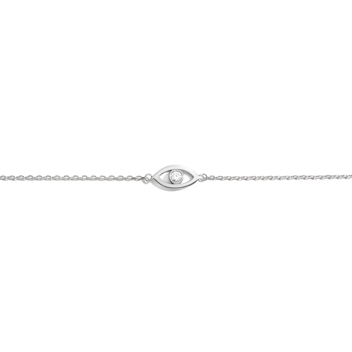 Diamond Bezel Evil Eye Bracelet White Gold Vermeil 14K White Gold 18K White Gold White Diamonds First 