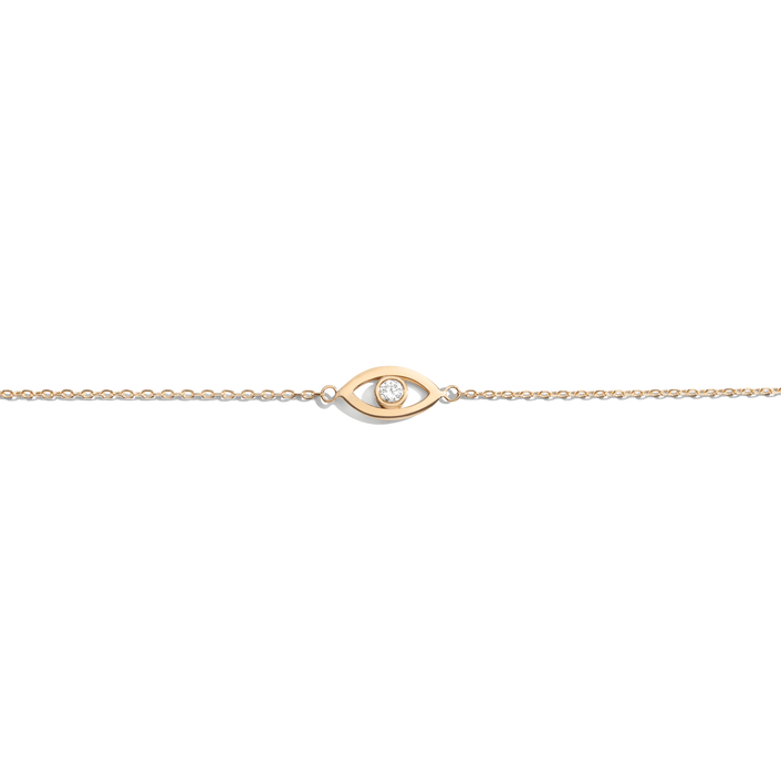 Diamond Bezel Evil Eye Bracelet Yellow Gold Vermeil 14K Yellow Gold 18K Yellow Gold White Diamonds First 