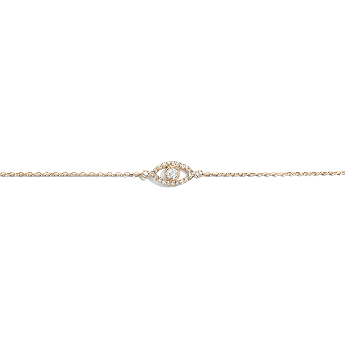 Diamond Bezel Evil Eye Bracelet Yellow Gold Vermeil 14K Yellow Gold 18K Yellow Gold White Diamonds First 