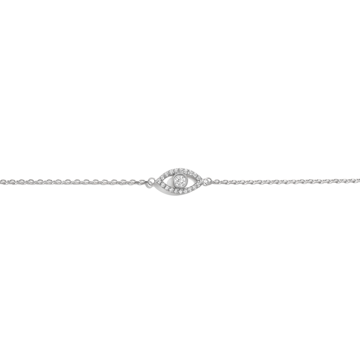 Pave Diamond Evil Eye Bracelet White Gold Vermeil 14K White Gold 18K White Gold White Diamonds First 
