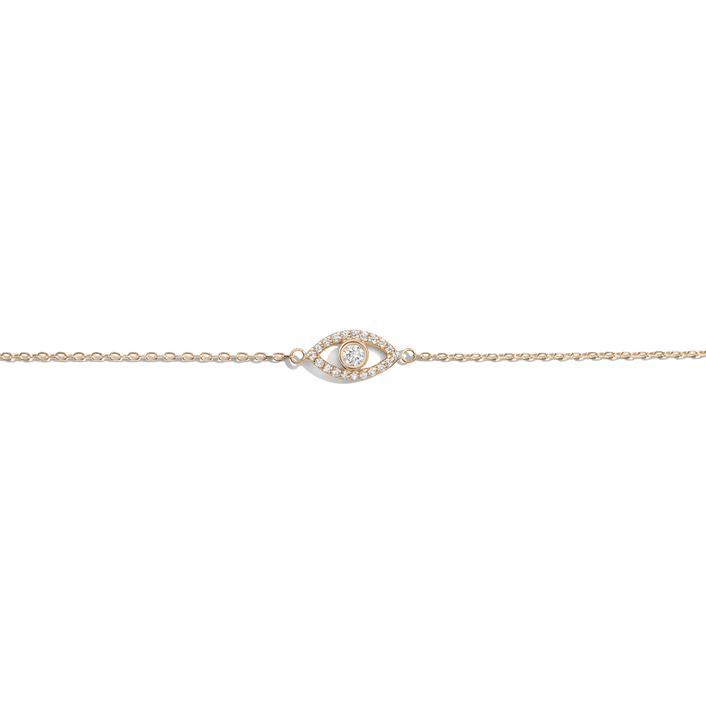 Diamond Bezel Evil Eye Bracelet Yellow Gold Vermeil 14K Yellow Gold 18K Yellow Gold White Diamonds First 