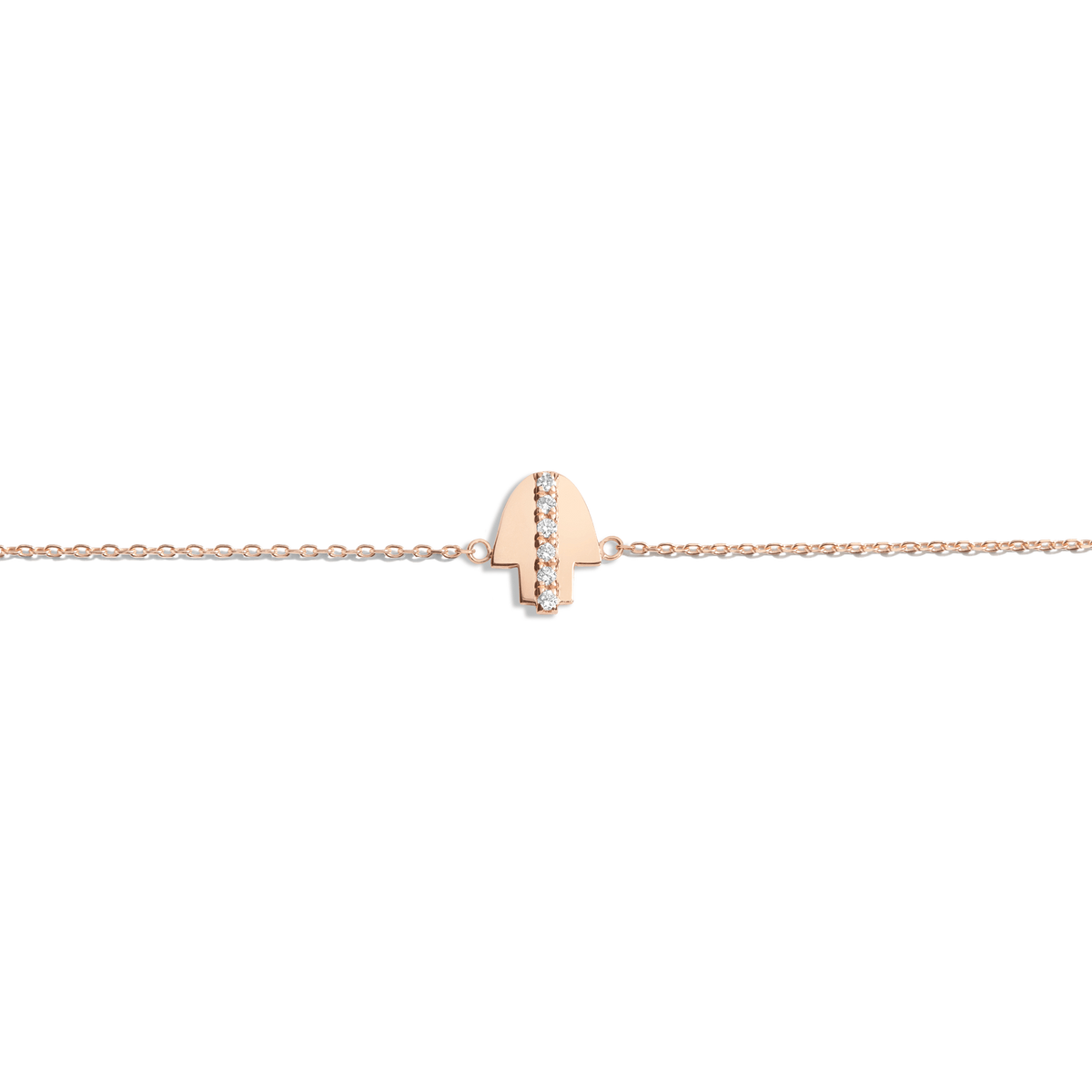 Pave Diamond Hamsa Bracelet Rose Gold Vermeil 14K Rose Gold 18K Rose Gold White Diamonds First 