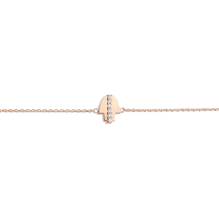 Pave Diamond Hamsa Bracelet Rose Gold Vermeil 14K Rose Gold 18K Rose Gold White Diamonds First 