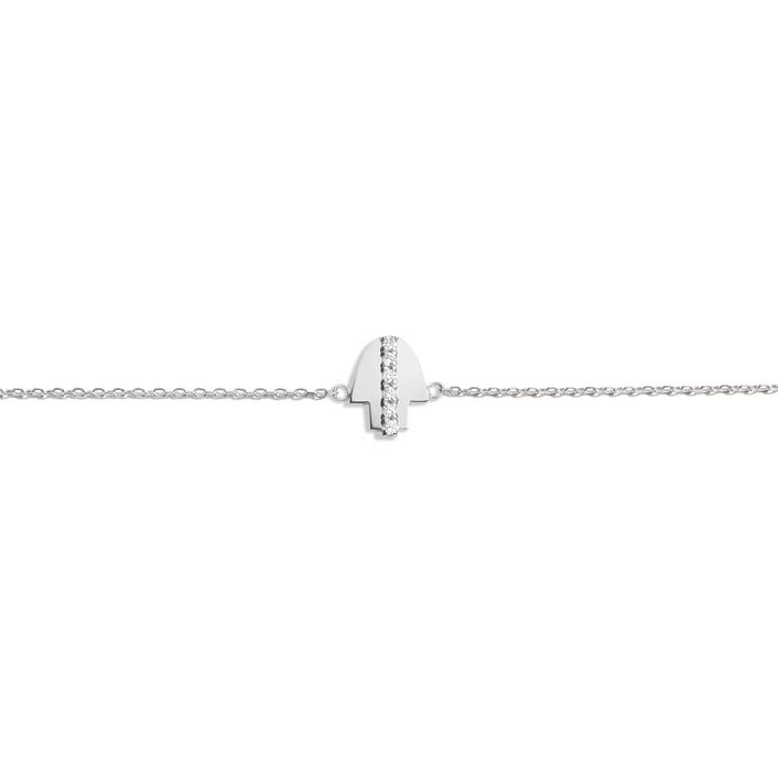 Pave Diamond Hamsa Bracelet White Gold Vermeil 14K White Gold 18K White Gold White Diamonds First 