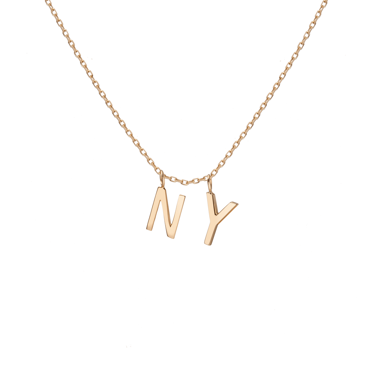 Double Mini Gold Letter Charm Pendant 14K 18K Yellow Gold -A- -B- -C- -D- -E- -F- -G- -H- -I- -J- -K- -L- -M- -N- -O- -P- -Q- -R- -S- -T- -U- -V- -W- -X- -Y- -Z- First