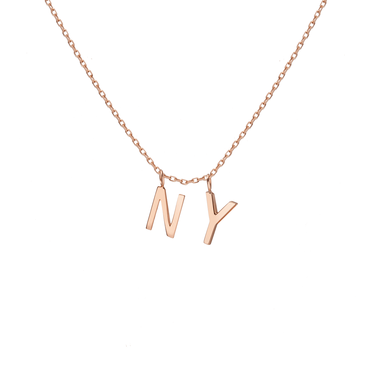 Double Mini Gold Letter Charm Pendant 14K 18K Rose Gold -A- -B- -C- -D- -E- -F- -G- -H- -I- -J- -K- -L- -M- -N- -O- -P- -Q- -R- -S- -T- -U- -V- -W- -X- -Y- -Z- First