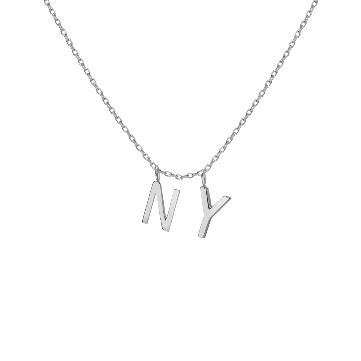 Double Mini Gold Letter Charm Pendant 14K 18K White Gold -A- -B- -C- -D- -E- -F- -G- -H- -I- -J- -K- -L- -M- -N- -O- -P- -Q- -R- -S- -T- -U- -V- -W- -X- -Y- -Z- First
