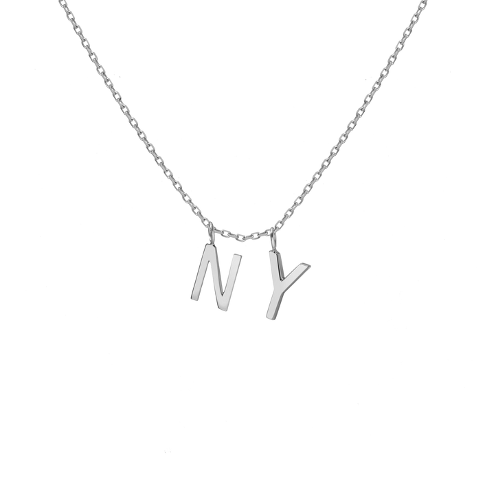 Double Mini Gold Letter Charm Pendant 14K 18K White Gold -A- -B- -C- -D- -E- -F- -G- -H- -I- -J- -K- -L- -M- -N- -O- -P- -Q- -R- -S- -T- -U- -V- -W- -X- -Y- -Z- First