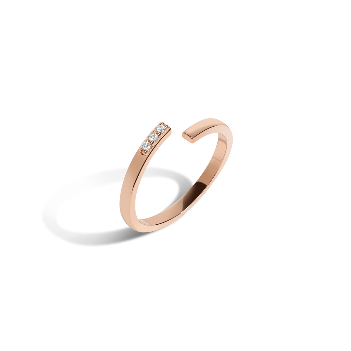 Mini Wraparound Ring  Rose Gold Vermeil 14k Rose Gold 18k Rose Gold White Diamonds Half Side   Front First