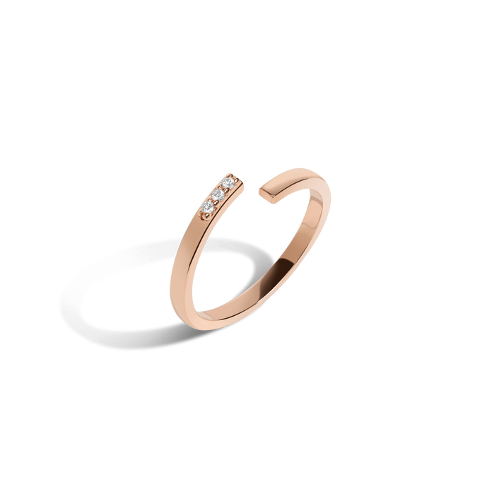 Mini Wraparound Ring  Rose Gold Vermeil 14k Rose Gold 18k Rose Gold White Diamonds Half Side   Front First