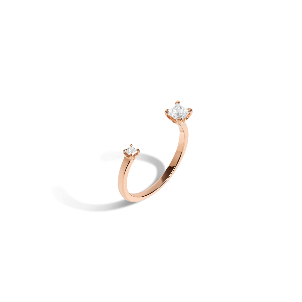 Zeitgeist Ring Rose Gold Vermeil 14k Rose Gold 18k Rose Gold White Diamonds Half Side