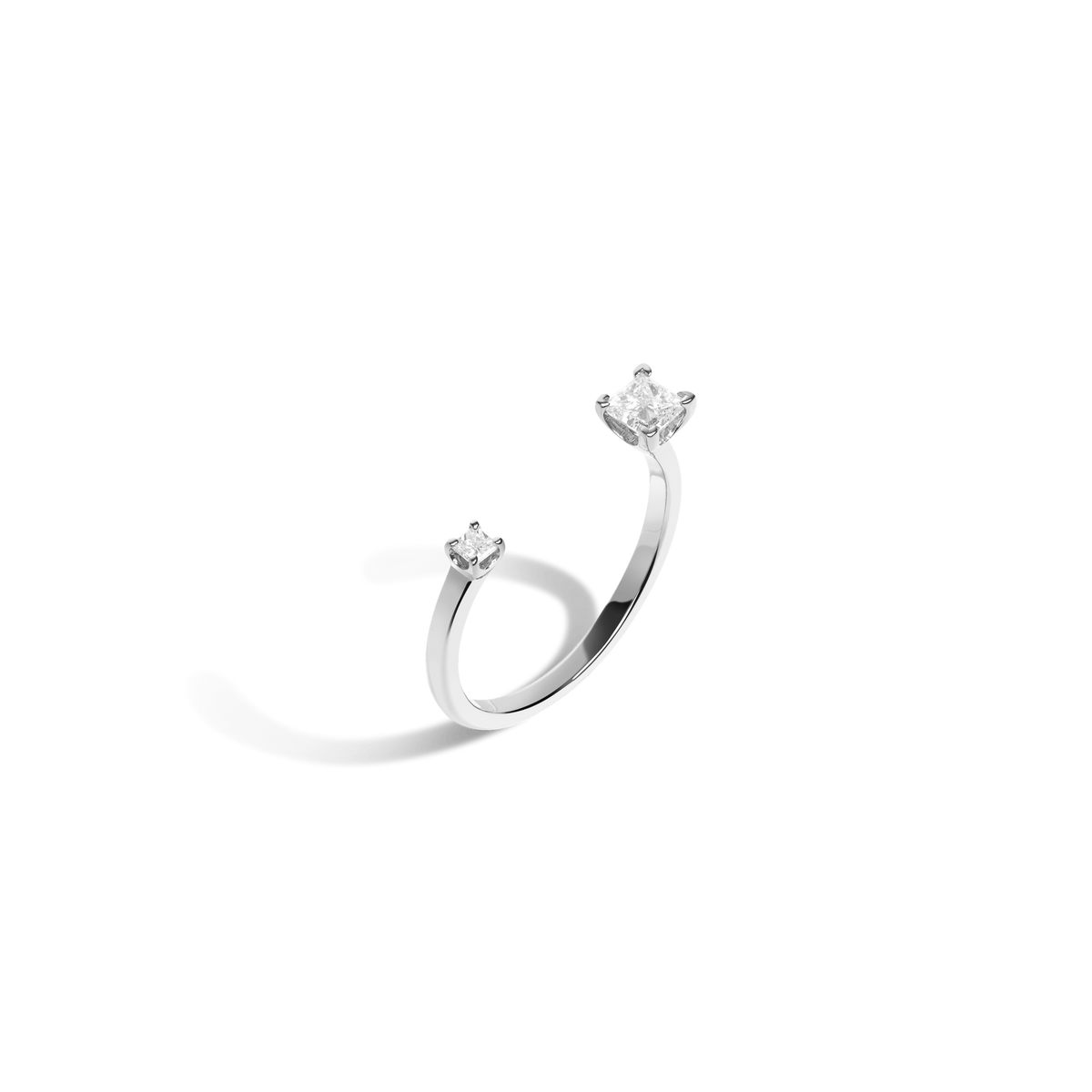 Zeitgeist Ring Sterling Silver White Gold Vermeil 14k White Gold 18k White Gold White Diamonds Half Side