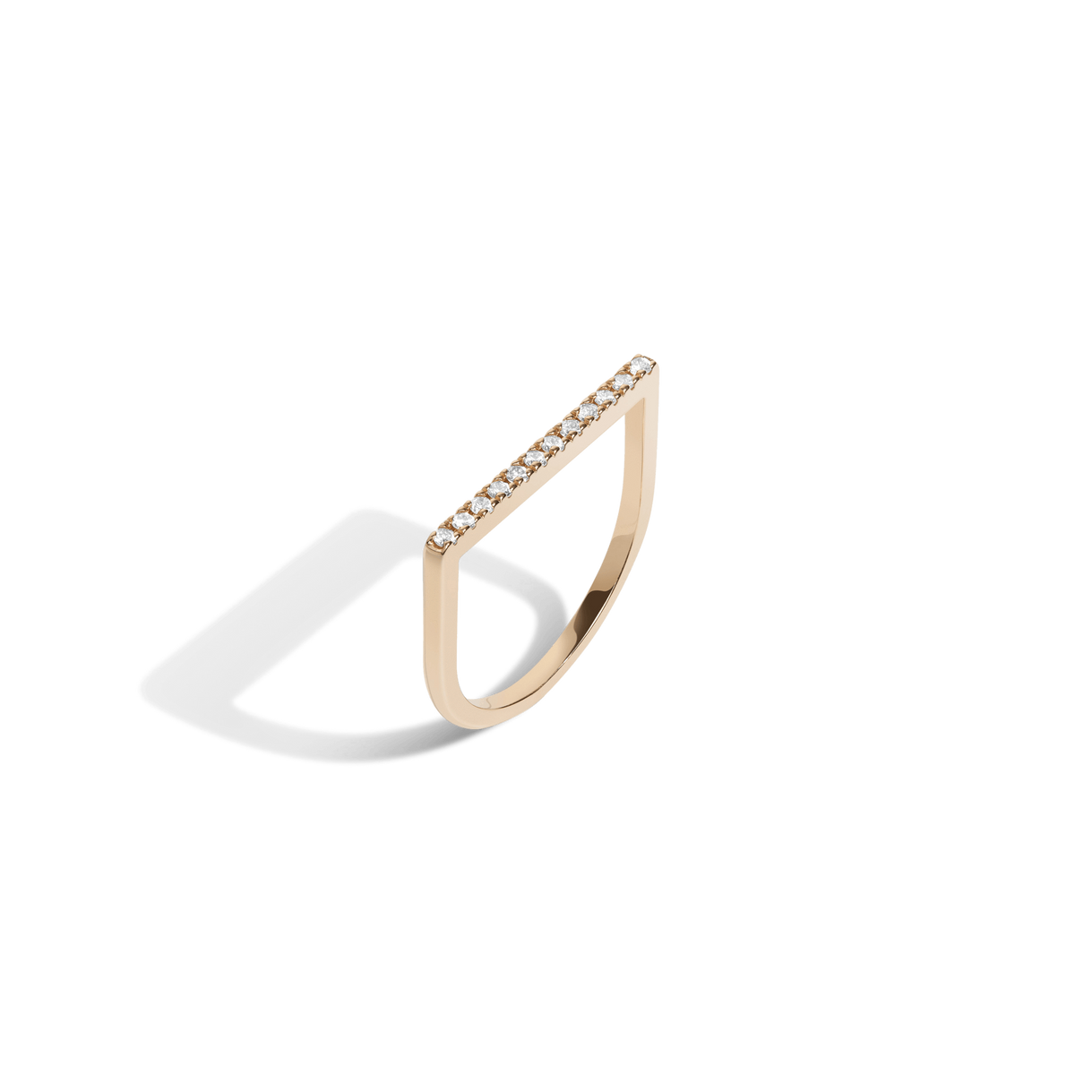 Diamond Bar Square Ring  Yellow Gold Vermeil 14k Yellow Gold 18k Yellow Gold White Diamonds Half Side
