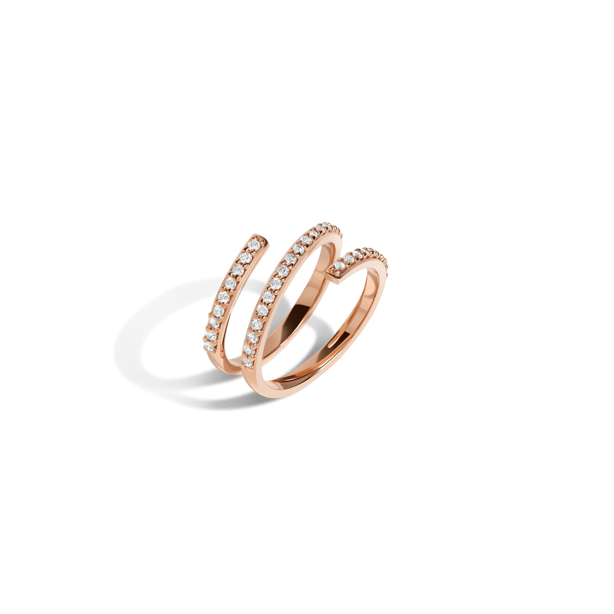 Wraparound Ring  Rose Gold Vermeil 14k Rose Gold 18k Rose Gold White Diamonds Half Side   Front First