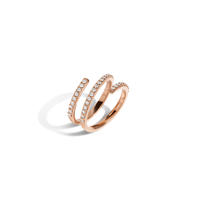 Wraparound Ring  Rose Gold Vermeil 14k Rose Gold 18k Rose Gold White Diamonds Half Side   Front First
