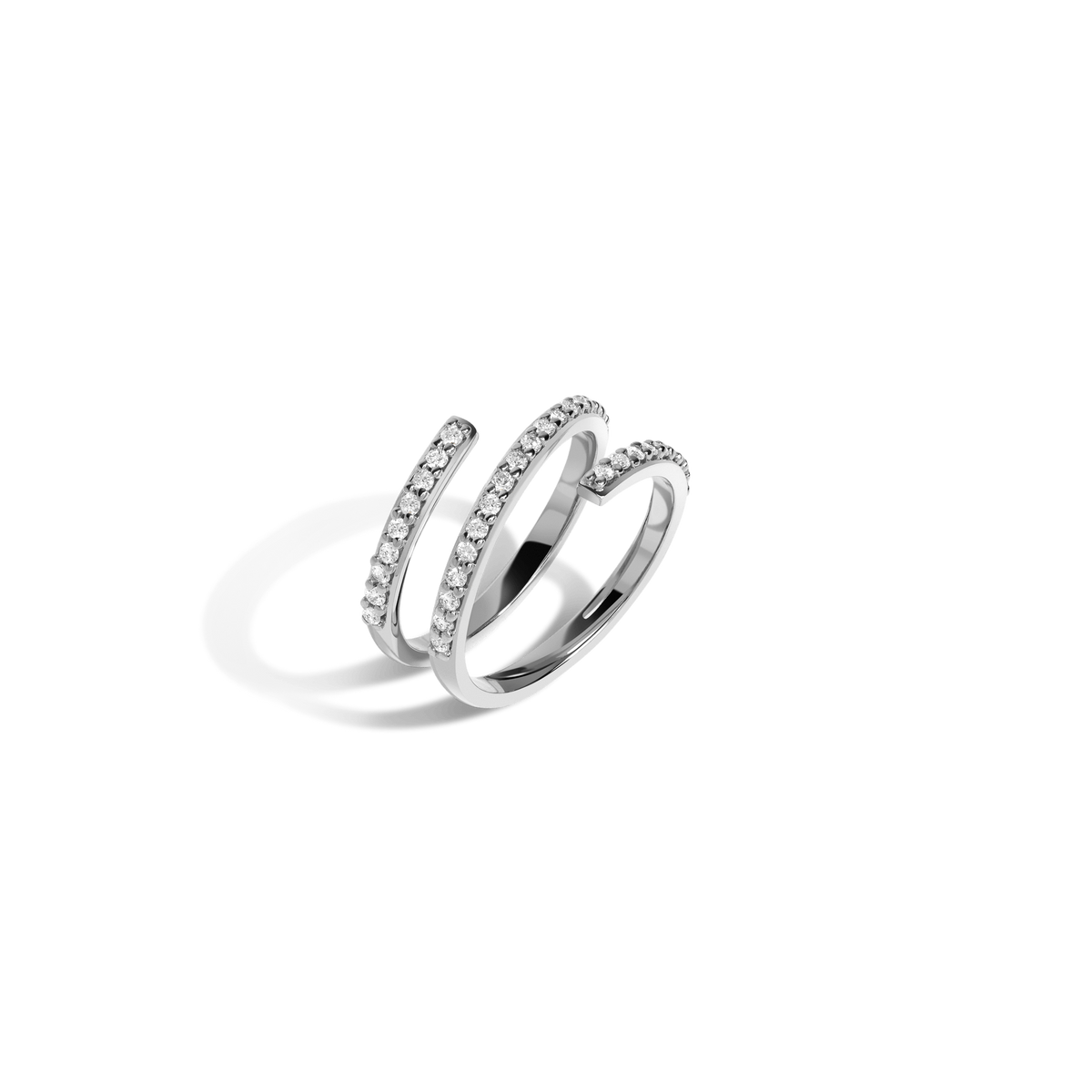 Wraparound Ring  Sterling Silver White Gold Vermeil 14k White Gold 18k White Gold White Diamonds Half Side   Front First