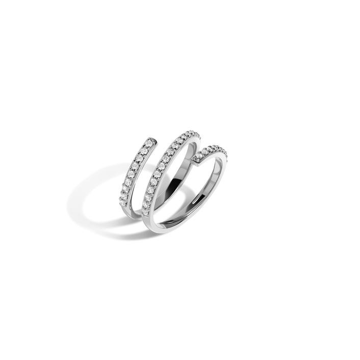 Wraparound Ring  Sterling Silver White Gold Vermeil 14k White Gold 18k White Gold White Diamonds Half Side   Front First