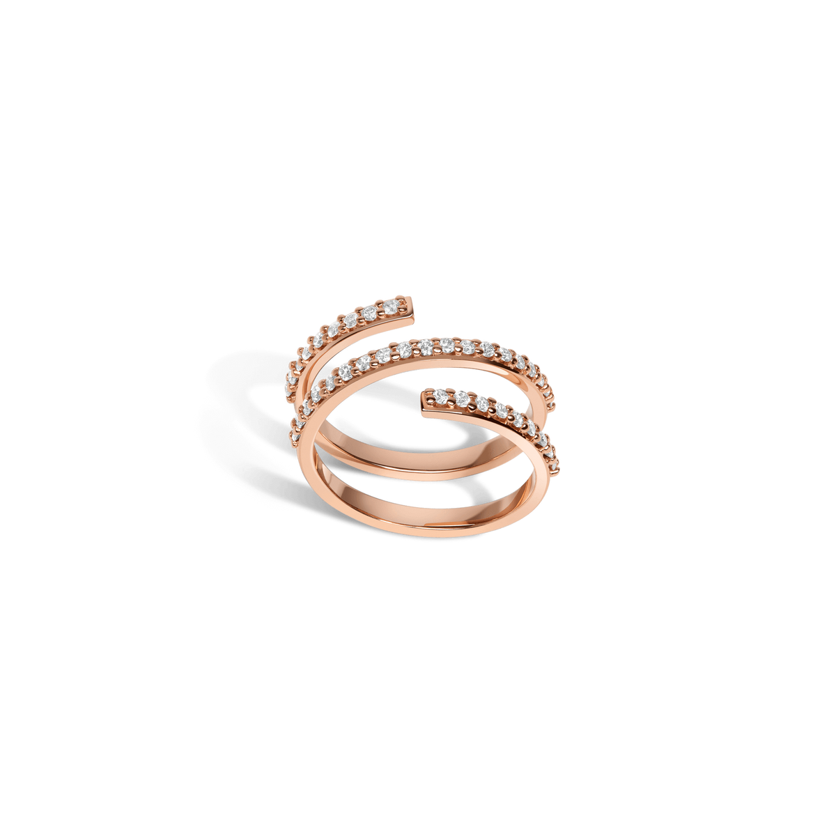 Wraparound Ring  Rose Gold Vermeil 14k Rose Gold 18k Rose Gold White Diamonds