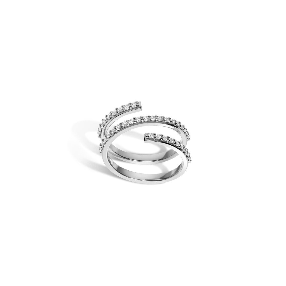 Wraparound Ring  Sterling Silver White Gold Vermeil 14k White Gold 18k White Gold White Diamonds