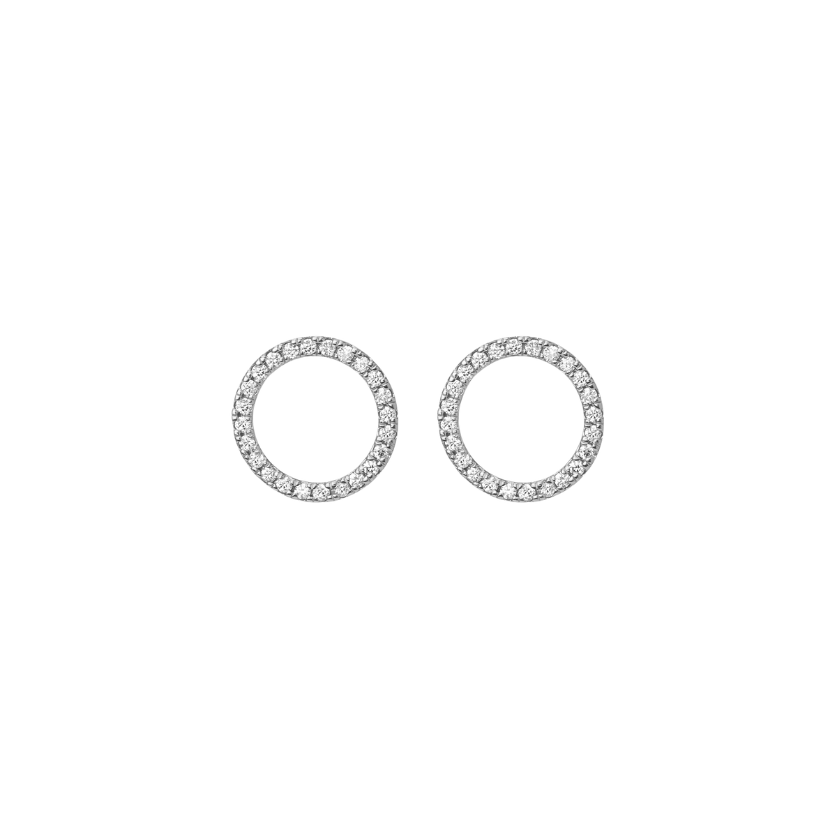 Diamond Circle Earrings  Sterling Silver White Gold Vermeil 14k White Gold 18k White Gold White Diamonds     Front First Pair | Single |